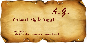 Antoni Gyöngyi névjegykártya